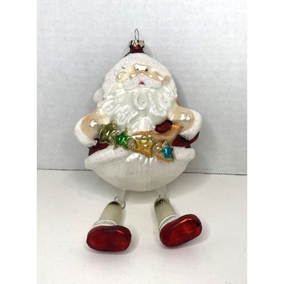Vintage Mikasa Glass Blown Christmas Ornament Santa Claus Dangling Legs - Picture 3 of 5